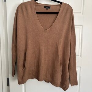 Babaton Brown V-Neck Sweater Relaxed Fit